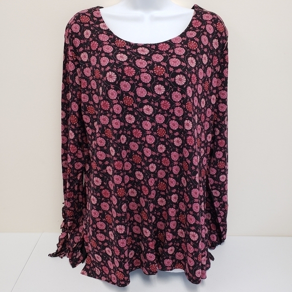 Apostrophe Tops - Apostrophe Womens Floral Long Sleeve Top Size 16W-18W